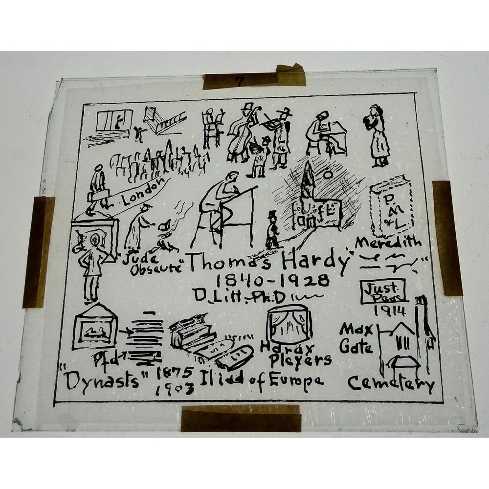 Vintage Hand Drawn Thomas Hardy Educational Glass Slide Literature Teaching Aid
